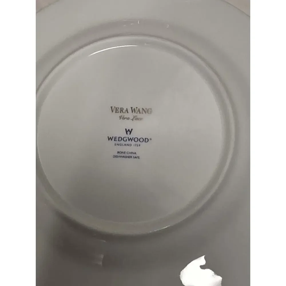 Vera Wang Wedgewood Vera Lace Bone China 4 Dessert Plates Silver Rim England 7